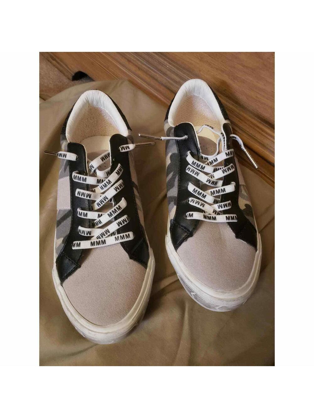 MMM Ruthy Suede Camo Sneakers Ribbon Lace Slip On Shoes Size 8